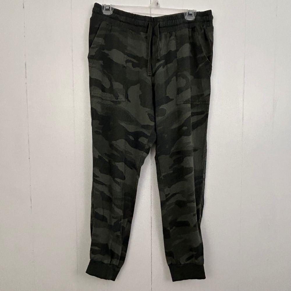 Splendid Womens Camo Print Jogger Pants Green Drawstring Size Small